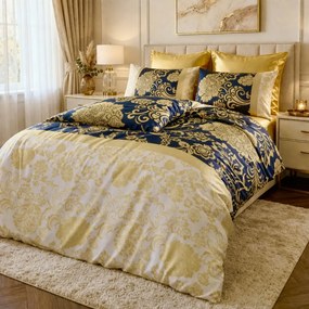 Ágyneműhuzat pamut szatén Flavio gold TiaHome - 1x Párna 90x70cm, 1x Paplan 140x200cm