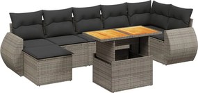 vidaXL 8 részes szürke polyrattan kerti ülőgarnitúra párnákkal