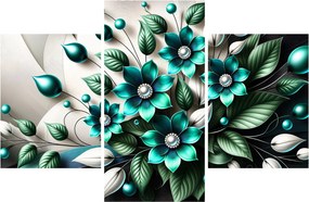 Kép - 3D türkiz virágok (90x60 cm)