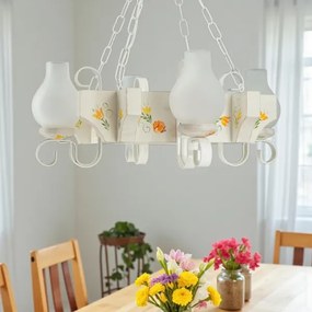 Brilagi - Láncos csillár QUEEN 4xE14/40W/230V bükk/krémszínű