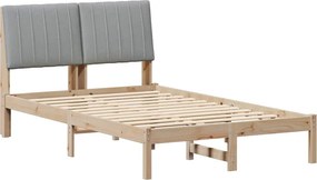 vidaXL Ágykeret fejtámlával Világosszürke 120 x 200 cm Tömör fenyőfa