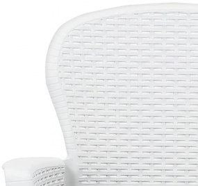 2 db fehér rattan hatású műanyag kerti szék párnával