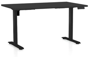 OfficeTech B állítható magasságú asztal, 140 x 80 cm, fekete alap, fekete