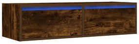 TV szekrény LED világítással füstölt tölgy 100X35,5x25 cm