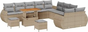 vidaXL Kerti Kanapé Szett 13 pcs Bézs polirattan
