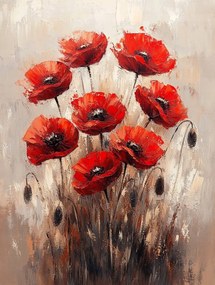 Vászonkép Canvas Természet Virágok Piros Pipacs Mező 75x100