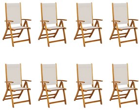 vidaXL 8 db tömör akácfa és textilén összecsukható kerti szék