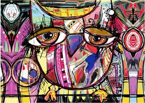 Kép - utca, művészet - bagoly (üvegen) (70x50 cm)