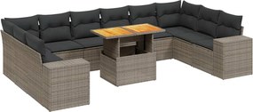 vidaXL 11 részes szürke polyrattan kerti ülőgarnitúra párnákkal