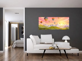 Léggömbök képe a táj felett (120x50 cm)