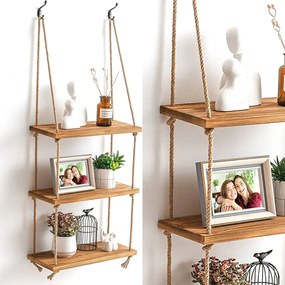 Tutumi, függő fali polc kötélen 30x40x10 cm, 23-as típus Bézs, barna, HOM-03208