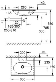 GROHE 3956800H - ESSENCE mosdókagyló 600 × 460 mm kerámia/fehér