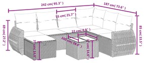 8 részes bézs polyrattan kerti ülőgarnitúra párnával