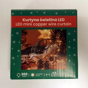 Fényfüggöny Lámpák Melegfehér Karácsonyi 6,8m 300LED 300-ww