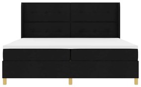 Boxrugós ágy matracmal Fekete 200 x 200 cm szövet