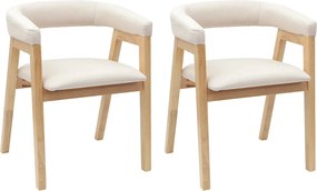 vidaXL Étkező Székek 2 pcs Természetes 54 x 57 x 73 cm Tömör Gumi Fa
