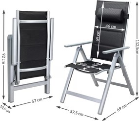 Deuba 2 darabos Premium alumínium fotel szett - ezüst