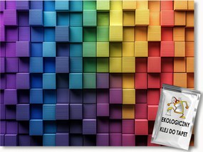 Fotótapéta Flizelina Geometria Kocka Színes 3D Építőkockák 208x146 ragasztó