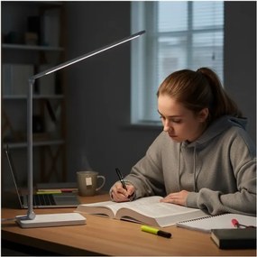 NOBLITE Q LED dimmelhető asztali lámpa vezeték nélküli töltővel, 7W/230V, 3000/4000/6500K, fehér