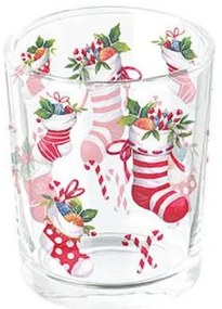 Üveg mécsestartó 5,5x6 cm Karácsonyi Zoknik