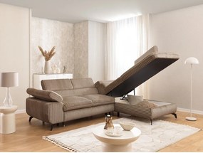 Barna kordbársony sarokkanapé (jobb oldali-L alakú) Marbeya – Ropez