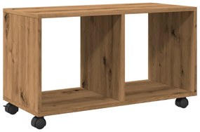 kézműves tölgy színű szerelt fa görgős szekrény 72x33x42,5 cm