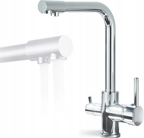 Háromutas konyhai csaptelep Fluxus szűrőhöz Króm Ezüst csaptelep