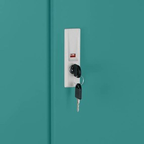 Közepes univerzális fém szekrény tolóajtókkal 90 x 40 x 120 cm, hengerzár, zöld - ral 6033