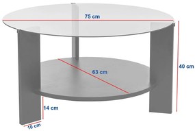 Dohányzóasztal Clara - Walnut, Transparent