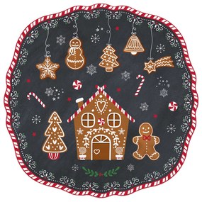 Mézeskalács karácsonyi porcelán desszertes tányér díszdobozban, 20 cm - Gingerbread