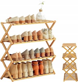 Szekrény Polc Összecsukható Bambusz 4 Szintes Fürdőszoba 50CM