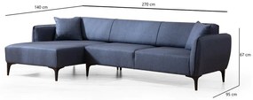 Belissimo kék sarokkanapé, bal oldali – Balcab Home
