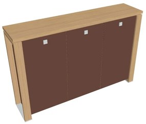 Verno+ S közepes szekrény 200 x 46 x 130 cm, üvegajtó, világos tölgy / barna