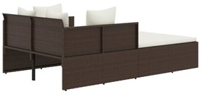 Barna polyrattan napozóágy párnával 182 x 118 x 63 cm