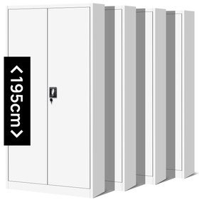 Set 4x fém iratszekrény JAN H, 900 x 1950 x 400 mm, fehér
