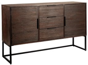 Barna teakfa alacsony komód 135x82 cm Webster – White Label