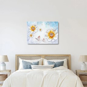 Kép - Kompozíció virágokkal és pillangókkal (üvegen) (70x50 cm)