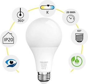 Toolight Szerszámlámpa, LED izzó E27, 18W, 1440lm, 4000K semleges fehér, RSL033, OSW-20018