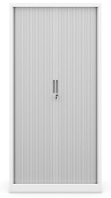 Fém szekrény harmonika ajtókkal DAMIAN, 900 x 1850 x 450 mm, fehér-szürke