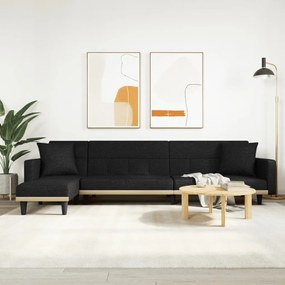 fekete L-alakú szövet kanapéágy 275x140x70 cm