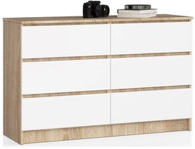 Komód - Akord Furniture K120-6 - sonoma tölgy / fehér