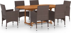 vidaXL 7 részes barna polyrattan kerti étkezőgarnitúra