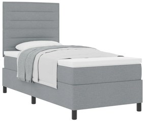 Box Spring ágy matraccal, világosszürke, egyszemélyes, szövet