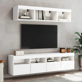 2 db fehér falra szerelhető TV-szekrény LED-del 80 x 30 x 40 cm