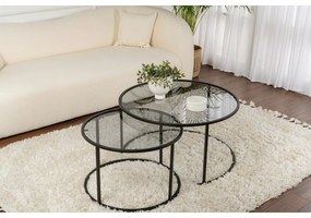 Aurum Black and Grey dohányzóasztal szett 80cm, 2 db