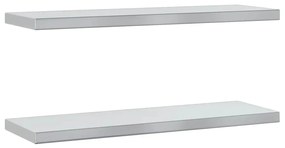 2 db ezüstszínű rozsdamentes acél fali polc 75 x 23,5 x 3 cm