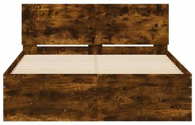 füstös tölgy színű ágykeret fejtámlával és LED-del 140x200 cm