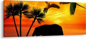 Kép - papagájok és elefántok (120x50 cm)