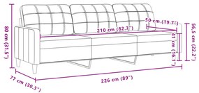 3 személyes tópszínű szövet kanapé 210 cm