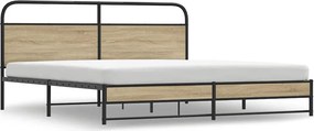 vidaXL füstös tölgy színű fém ágykeret matrac nélkül 200 x 200 cm